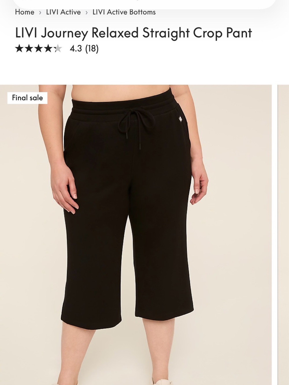 Lane Bryant Black Relaxed Drawstring Crop Pants